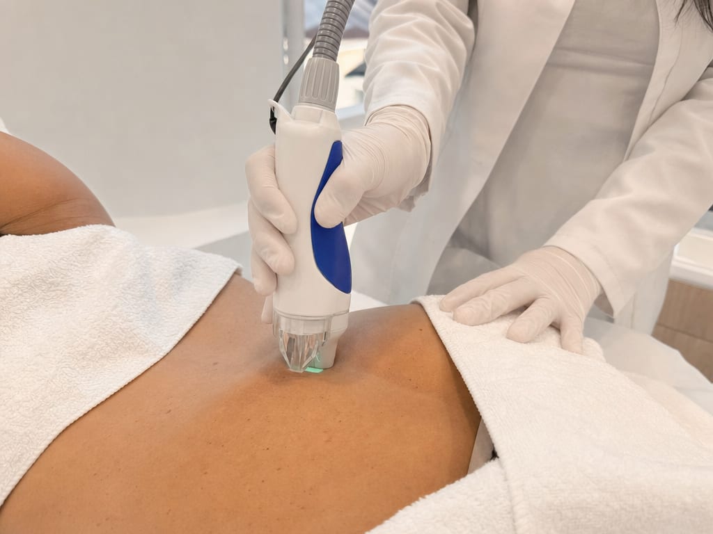 Médica de iki realizando una sesión de depilación láser con Splendor X en la clínica de Usaquén, Bogotá