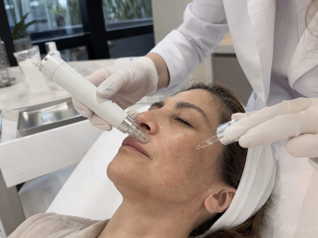 Sala de procedimientos de IKI Skin Experts junto al ventanal, en Usaquén, Bogotá