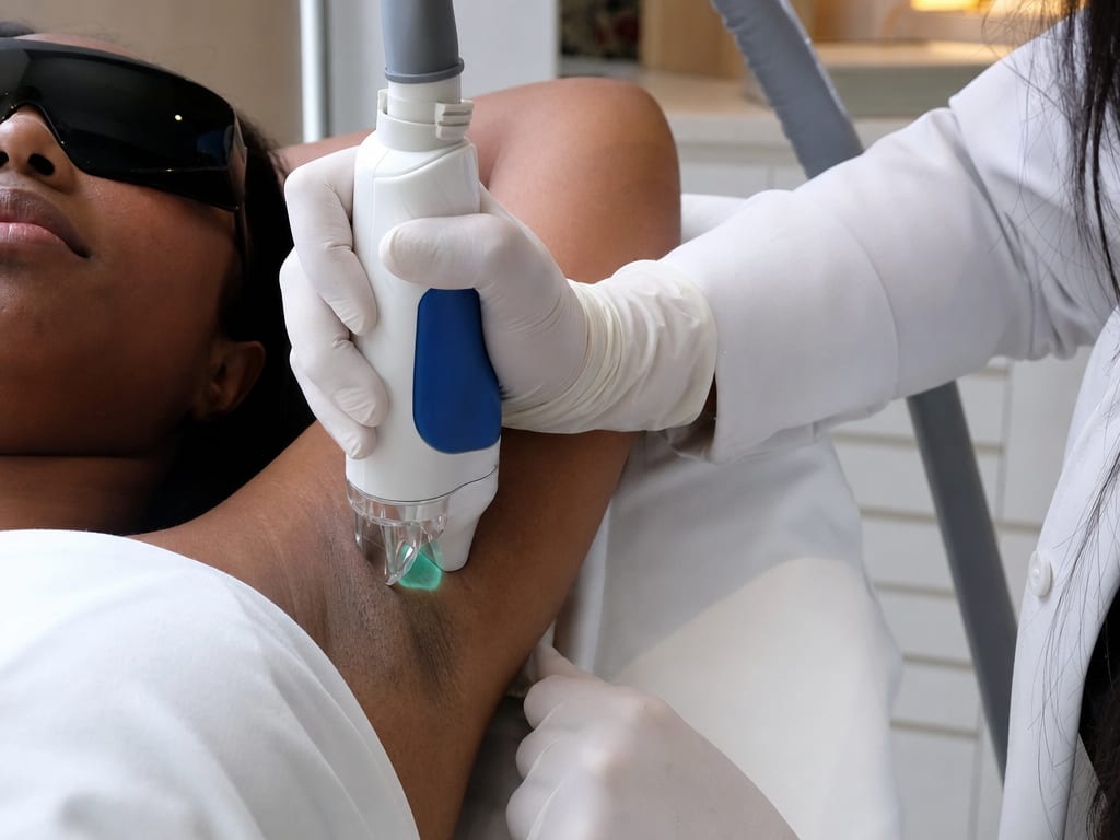 Médica de iki realizando una sesión con el láser Splendor X en la clínica de Usaquén, Bogotá