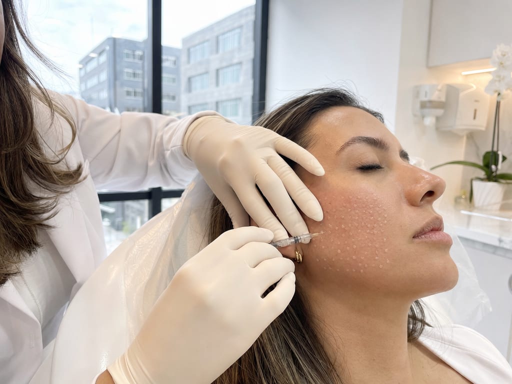 Pasillo hacia las salas de procedimientos de IKI Skin Experts en Bogotá